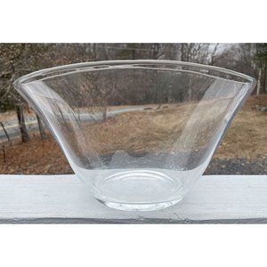 LARGE MCM Vintage Glass 12.25" Centerpiece Bowl Modern Clear Decor Design